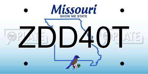 ZDD40T Missouri License Plate