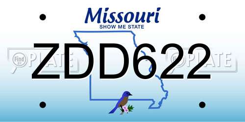 ZDD622 Missouri License Plate