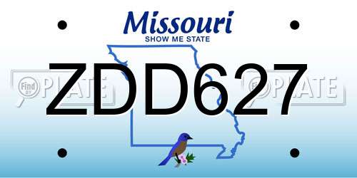 ZDD627 Missouri License Plate