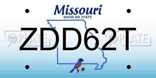 ZDD62T Missouri License Plate