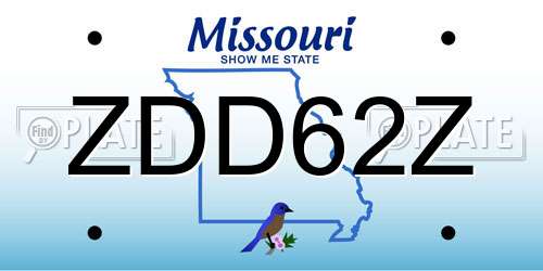 ZDD62Z Missouri License Plate