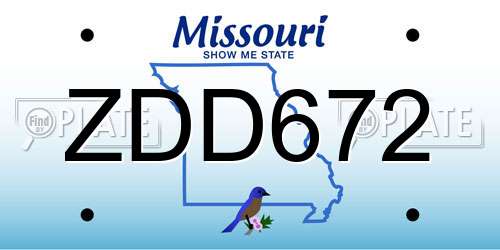 ZDD672 Missouri License Plate
