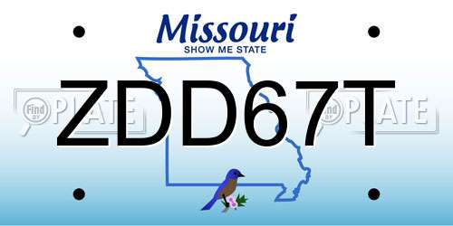 ZDD67T Missouri License Plate