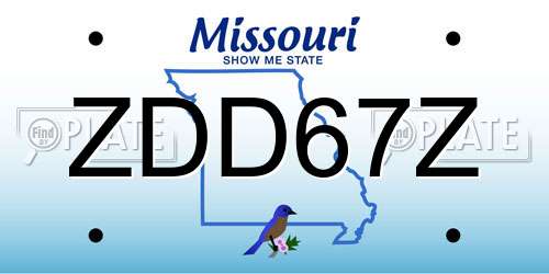 ZDD67Z Missouri License Plate