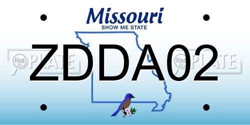 ZDDA02 Missouri License Plate