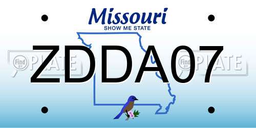 ZDDA07 Missouri License Plate