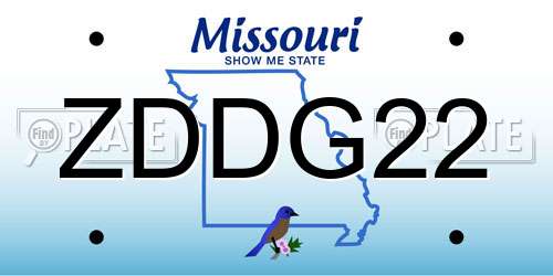 ZDDG22 Missouri License Plate