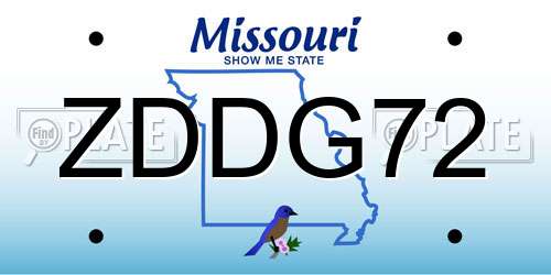 ZDDG72 Missouri License Plate