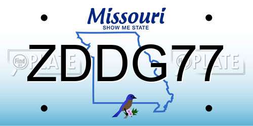 ZDDG77 Missouri License Plate