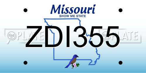 ZDI355 Missouri License Plate