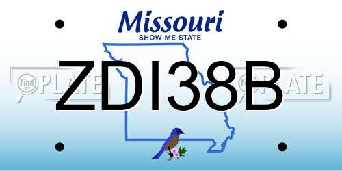 ZDI38B Missouri License Plate