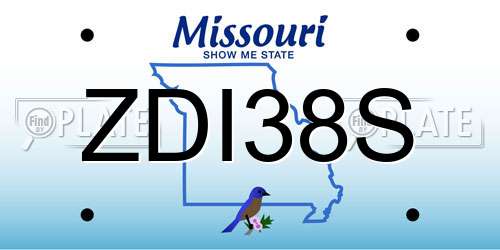 ZDI38S Missouri License Plate