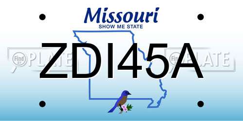 ZDI45A Missouri License Plate