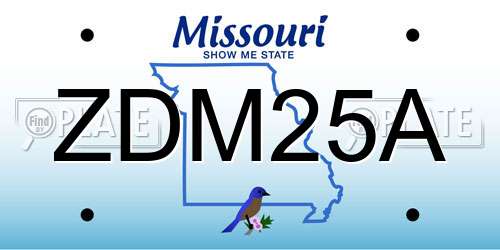 ZDM25A Missouri License Plate