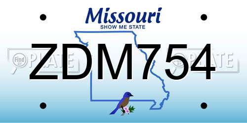 ZDM754 Missouri License Plate