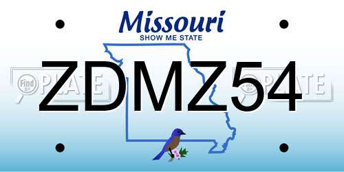 ZDMZ54 Missouri License Plate