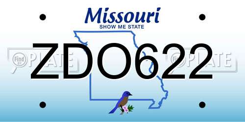 ZDO622 Missouri License Plate