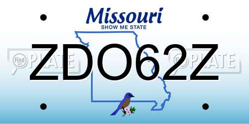 ZDO62Z Missouri License Plate