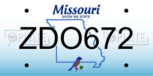 ZDO672 Missouri License Plate