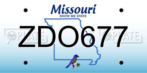ZDO677 Missouri License Plate