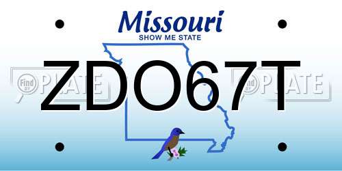 ZDO67T Missouri License Plate