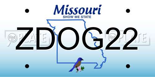 ZDOG22 Missouri License Plate