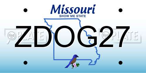 ZDOG27 Missouri License Plate