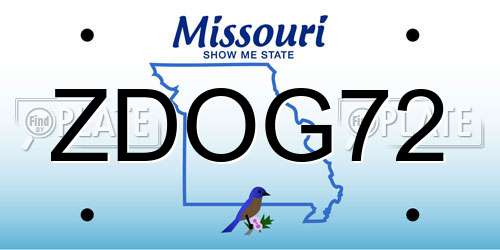 ZDOG72 Missouri License Plate
