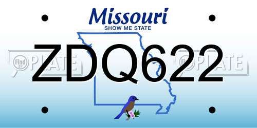 ZDQ622 Missouri License Plate