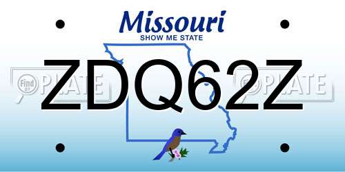 ZDQ62Z Missouri License Plate