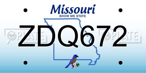 ZDQ672 Missouri License Plate