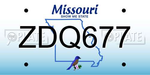 ZDQ677 Missouri License Plate