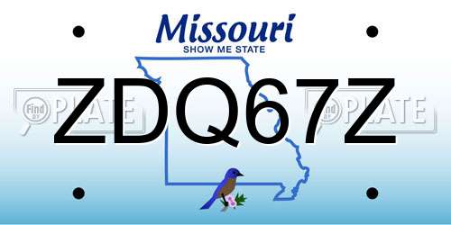 ZDQ67Z Missouri License Plate