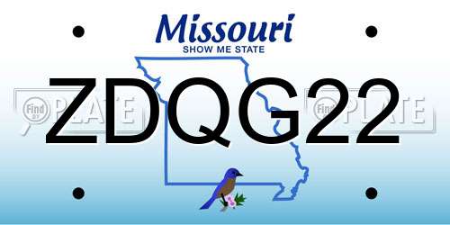 ZDQG22 Missouri License Plate