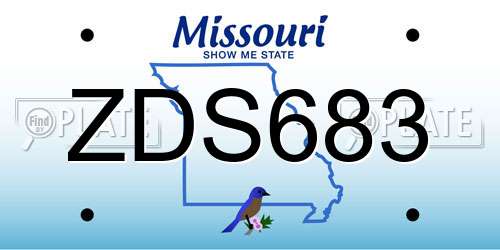 ZDS683 Missouri License Plate