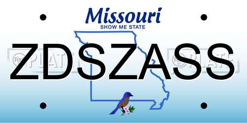ZDSZASS Missouri License Plate