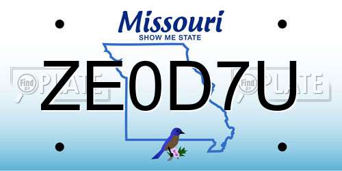 ZE0D7U Missouri License Plate