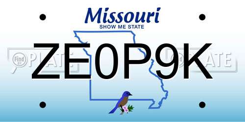ZE0P9K Missouri License Plate