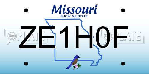ZE1H0F Missouri License Plate