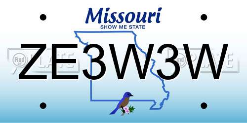 ZE3W3W Missouri License Plate