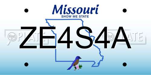 ZE4S4A Missouri License Plate