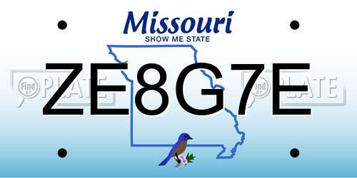 ZE8G7E Missouri License Plate
