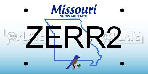 ZERR2 Missouri License Plate