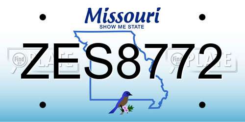 ZES8772 Missouri License Plate