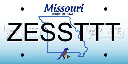 ZESSTTT Missouri License Plate