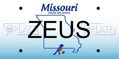 ZEUS Missouri License Plate