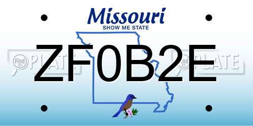 ZF0B2E Missouri License Plate