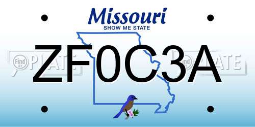 ZF0C3A Missouri License Plate