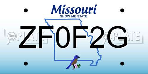 ZF0F2G Missouri License Plate