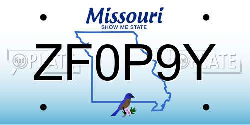 ZF0P9Y Missouri License Plate